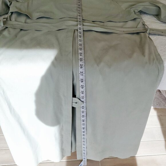 BURBERRYS X-LONG COTTON BLEND TRENCH COAT - LIGHT SAGE GREEN - - Picture 9 of 14